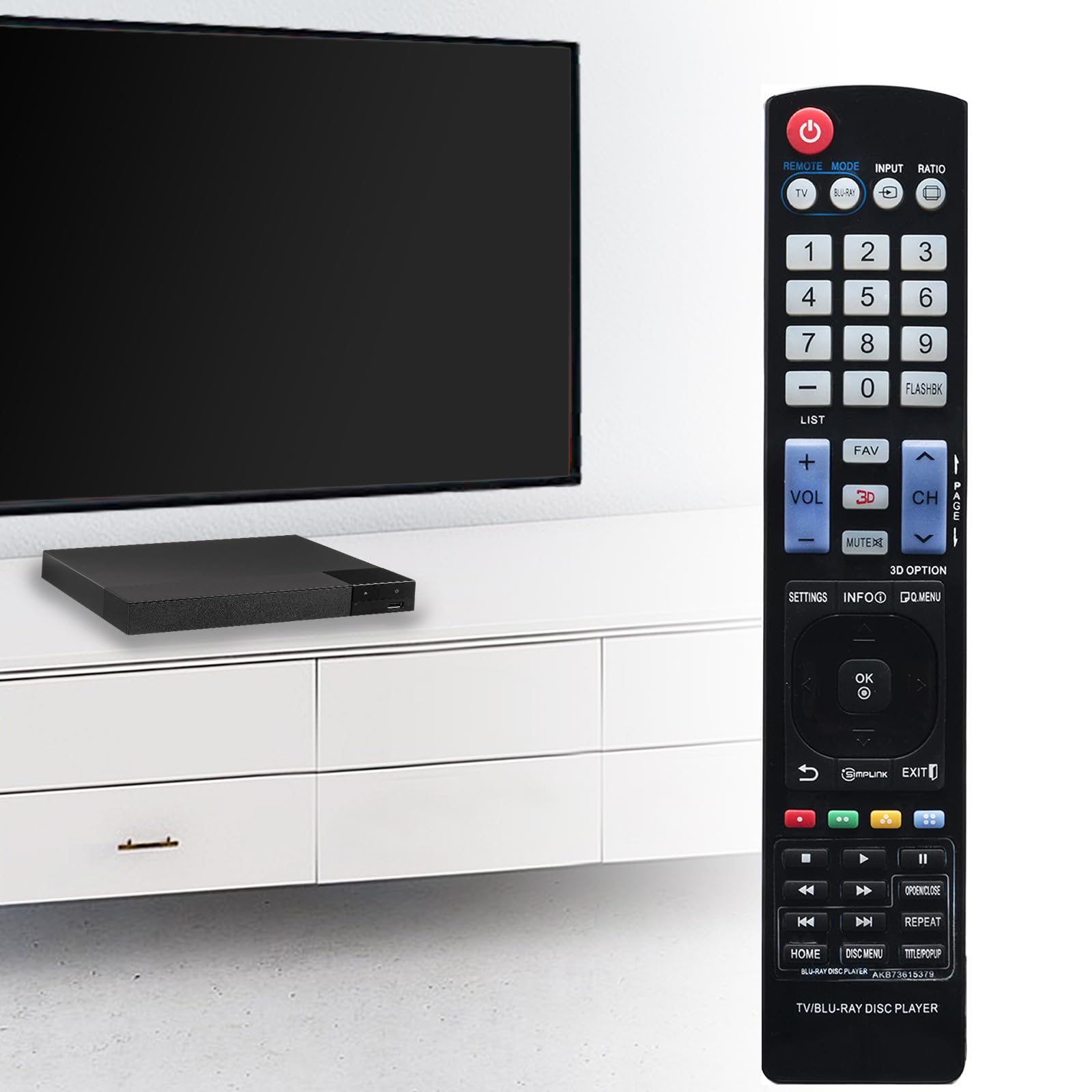 交換用リモコン　新しいAKB73615379 Universal BLU RAY Disc Player 3D TV 　Lg AKB72915206 AKB72915238 AKB72915252 AKB72914201 AKB72914207 Amazon | 交換用リモコン 新しいAKB73615379 Universal BLU RAY